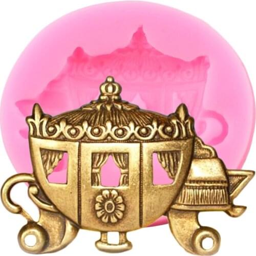 Royal Carriage Silicone Mold Baby Birthday Fondant Cake Decorating Tools Cookie Baking Candy Resin Clay Chocolate Gumpaste Mould