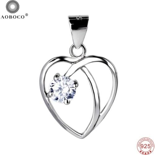 Pendants 925 Sterling Silver Lovely Sweet Beauty Crystal CZ Love Heart Necklaces Pendants Jewelry Gift For Women GND0239