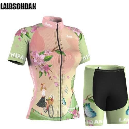 LairschDan 2021 pro ladys bicycle cycling jersey set quick dry short sleeve bike clothes mtb uniform suit maillot cyclisme femme