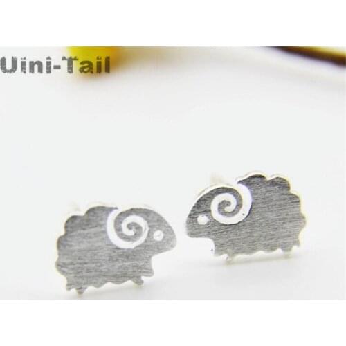Uini-Tail hot new 925 sterling silver cute brushed sheep earrings Korean fashion trend hypoallergenic high quality jewelry