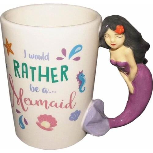 Cute Mermaid Ceramic Mug Cartoon Princess Series Mermaid Coffee Cup Multi-Function Milk Fishtail Cup Cups and Mugs