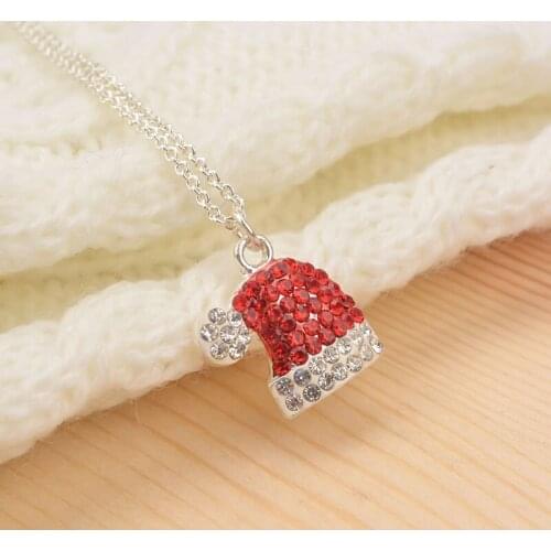 Fashion Christmas Hat Pendant Necklace For Women Silver Color Link Chain Charm Necklace Jewelry Girls Party Gifts Wholesale