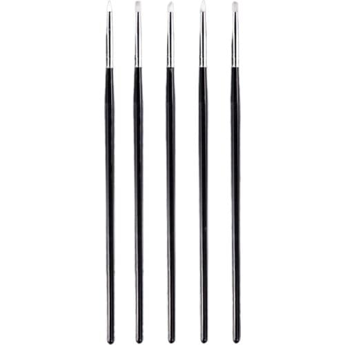 5Pcs Nail Art Design Brushes Set Acrylic Clear Handle,Ultra-small Silicone Tip Painting Carving Flower Pen Salon DIY Tools