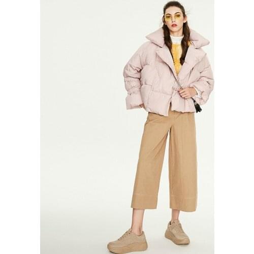 Winter New British Womens Striped Down Coat Warm Wind-Resistant Jacket Student European American Short-Height Short Down Jacket