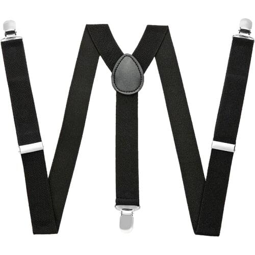 Adult Men Polyester Suspenders Elastic Leather Solid Colorful Blue Black Red Suspenders Fashion With Free Bow Tie Suit