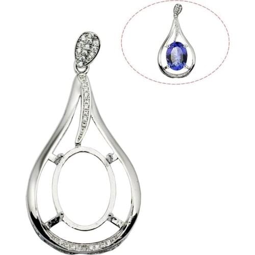 Beadsnice Silver 925 Tear Pendant Setting with Pin for Necklace and Pendants Chain Charm Blank for DIY Natural Stone ID30854