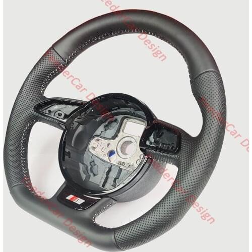 Fully Perforated Leather Steering Wheel Flat Bottom Fully Alcantara for Audi RS6 RS7