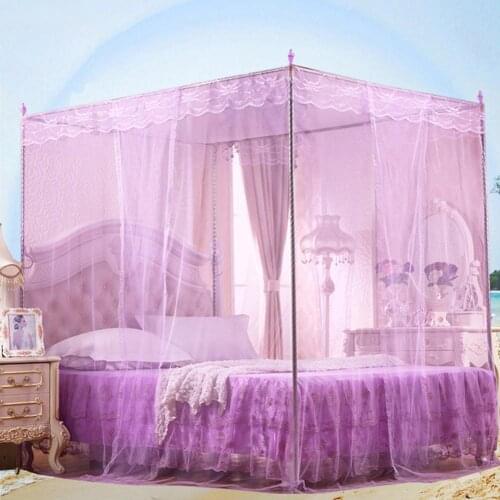 Rectangular 3 Sides Breathable Opening Mosquito Net Mesh Bed Canopy Insect Protection Tent With Install Brackets