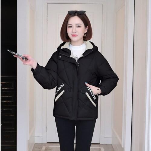 Hooded Down Coat Women Plus Size Solid Long Sleeve Zipper Casual Ladies Winter Puffer Jacket Zipper Pockets Outwear for Female
