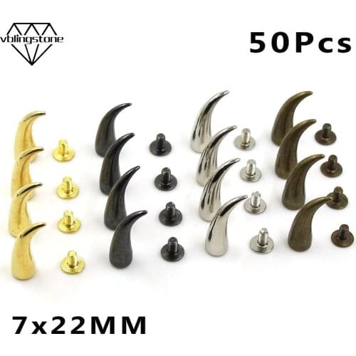 50Pcs Cat Claw Studs And Spikes For Punk Shoes,Bags DIY Crafts 7x22MM Gold Sliver Black Bronze Leather Rivet Clothes Accessories
