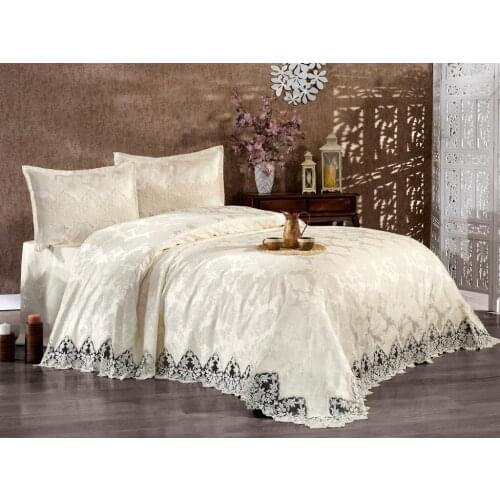Spike Double Bed Cover Suit Ecru