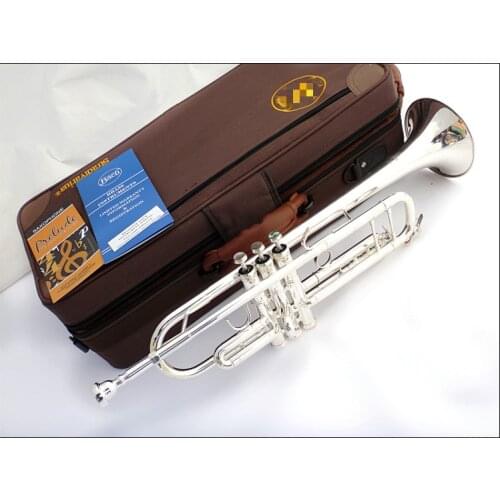High Quality TR-190GS Bb Trumpet Brass Musical Instruments Silver Plated Bb Trumpet With Mouthpiece Gloves Case Free Shipping