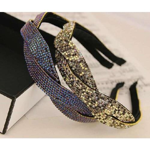 Japanese Korean Girl Cute Headbands Crystal Rhinestone Distortion Hairbands for Girl Women Fashion Full Diamond Hair Accessories