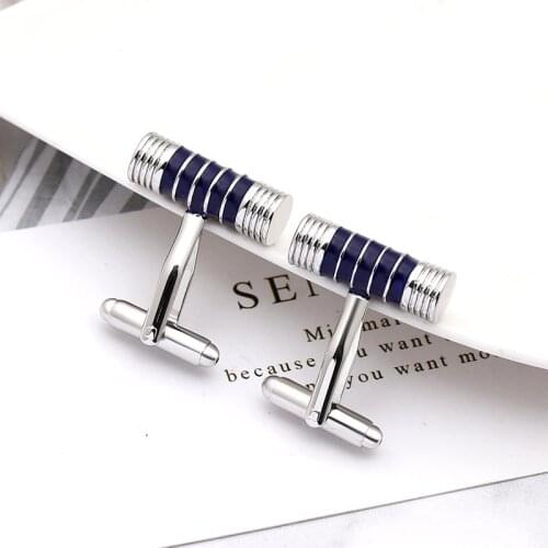 Business simple style male cufflinks suit jewelry cufflinks black/blue Round stick men accessories fashion trendy