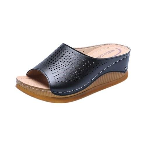 Slipper woman sandal 2020 new womens shoe wedge heel slipper fashionable high-heeled shoes hollow out leisure fish mouth slippe