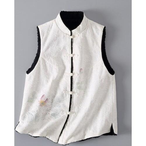 Cotton Linen Chinese Zen Tea 2021 Spring And Autumn Ethnic Style Hand-painted Vest Women