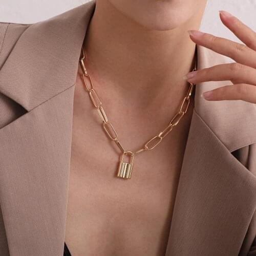 Punk Lock Pendant Necklaces Gothic Link Chain Chokers Necklaces For Women Padlock Collar Femme Jewelry Gifts Accessories