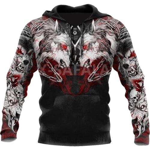 Animal Viking Wolf Fenrir 3D Print Size XS-7XL Hoodie Man Women Harajuku Outwear Zipper Pullover Sweatshirt Casual Unisex-10