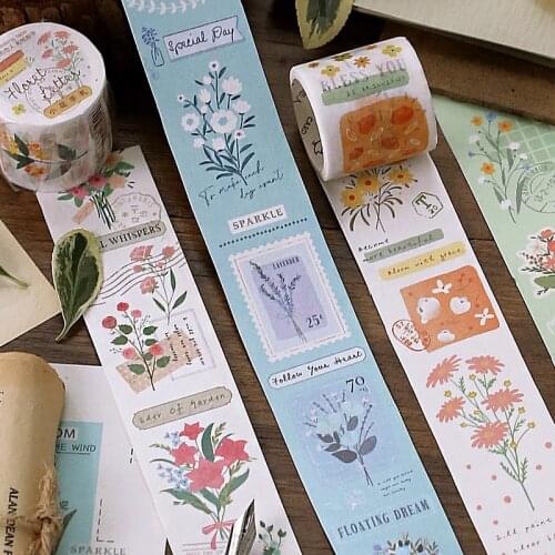 30mm Poetic flower letters blossom branch plants flower stamps washi tape DIY planner scrapbooking sticker masking tape