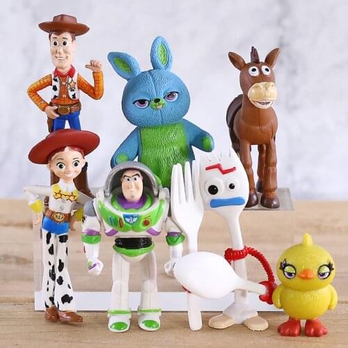 4 Woody Jessie Buzz Lightyear Bullseye Forky Ducky Bunny PVC Figures Kids Toys Gifts 7pcs/set