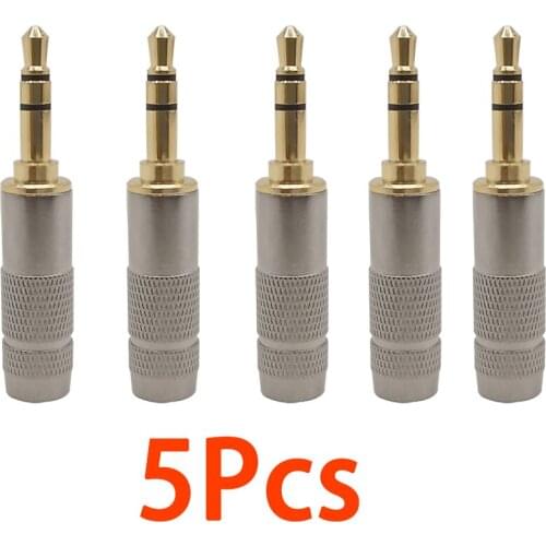 5Pcs Gold plated Stereo 3.5mm 3 Pole Repair Headphone Jack Plug Cable Audio Headphones Audio Jack Plug Connector Soldering Type