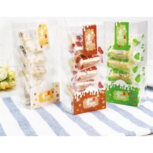 50Pcs/Lot Boxes For Party Favors Plastic Storage Box Snowflake Cake Nougat Packaging With Stick Christmas Chocolate Box Gifts