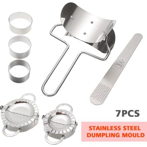 7pcs/set Stainless Steel Dumpling Maker Mold Dough Press Pie Ravioli Making Tool Ravioli Cutter Kitchen Gadgets Cocina Cozinha