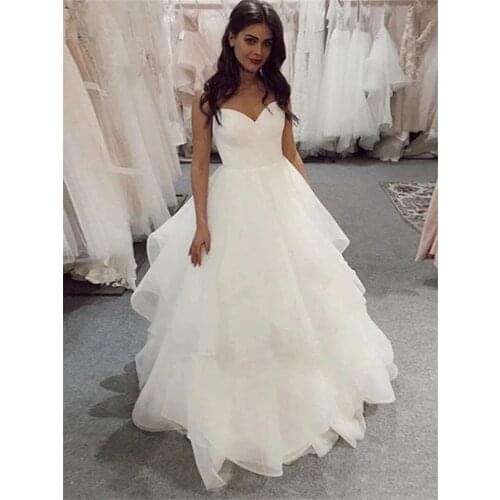 Angelsbridep Sweetheart Tulle Ball Gown Wedding Dress 2021 Vestidos De Novia Sexy Ruffles Vestido De Fiesta De Boda Lace-up Back