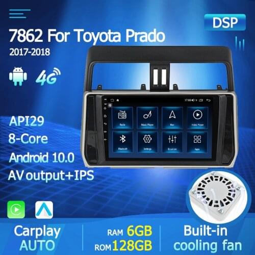 Ram 6+128GB IPS Autoradio For Toyota Land Cruiser Prado 150 2017-2018 Car Multimedia DVD Player Navigation GPS 4G Wifi Android10