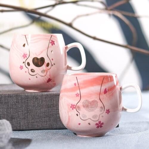Free Shipping Modern Creative Cats Paw Ceramic Cup Marbling Couple Gift Milk Cup CN(Origin) CE / EU Eco-Friendly coffee cup