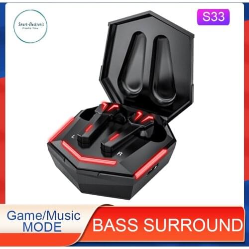 S33 Earphone Bluetooth-compatible Wireless Headphones 60ms Low Latency TWS Gamer Earbuds Mic Bass Audio Sound Position Headset