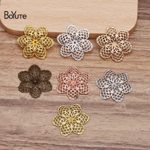 BoYuTe (100 Pieces/Lot) 27MM Metal Brass Filigree Flower Findings Diy Hand Made Jewelry Accessories Parts