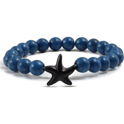 Boho Style Men Women Bracelets Star Blue Natural Stone Lava Turquoises Beads Couple Bracelet Yoga Bangles Handmade Jewelry Gift