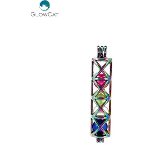 C196 5pcs/lot COLORS Multicolor 49mm Rectangle Tube Cross Pendant Locket Fairytale Party Essential Oil Diffuser