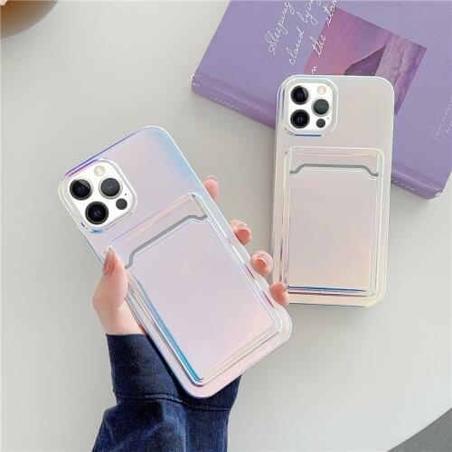 New Card Strap Holder Phone Case Camera Protection For iPhone 11 12 Pro Mini X XR XS Max 7 8 Plus SE 2020 Candy Plain TPU Cover