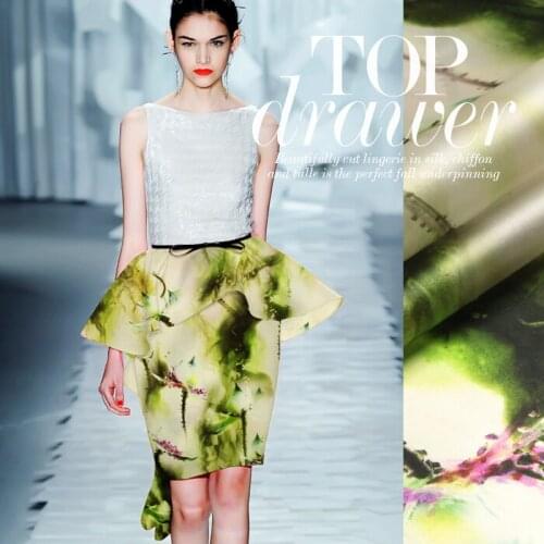 CNUM SO022 100% Natural Silk/ Emerald Faery Water Lily/ High Quality/ Silk Fabric Organza/ Width 1.48yd Thickness 14mm