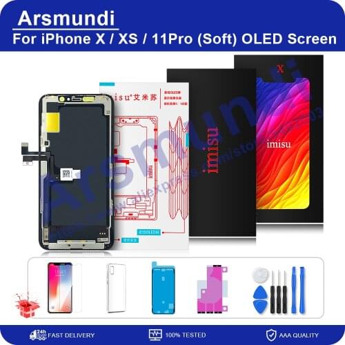 Imisu Soft OLED Screen For iPhone X Xs 11Pro LCD Display Touch Screen Digitizer Assembly No Dead Pixel Replacement Parts + Gift