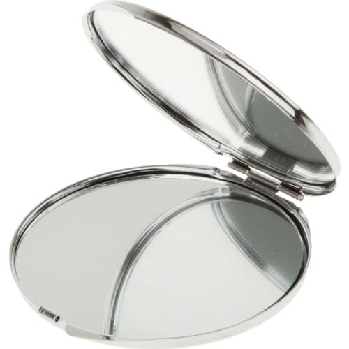 Double Side Compact Makeup Mirror Folding Metal Unbreakable Mirrors, Portable Small Size for Travel Purses Gift