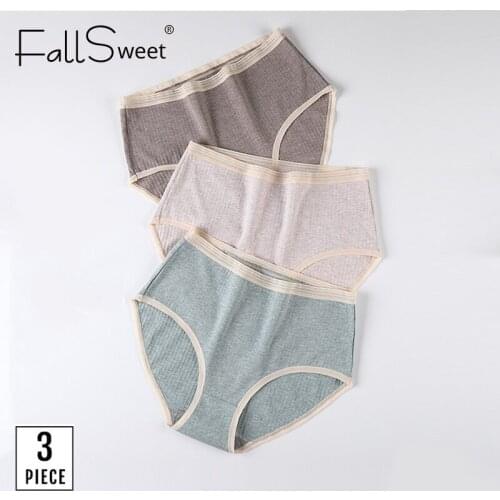 FallSweet 3 pcs/pack ! High Waist Women Panties Plus Size Cotton Birefs Undewear XXL-4XL Girls Underpants