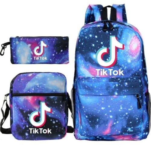 Hot Tik Tok 3pcs Set Backpack Student Cartoon Printed School Bag Bookbag Unisex Casual Travel bags Shoulder Bag Mochila