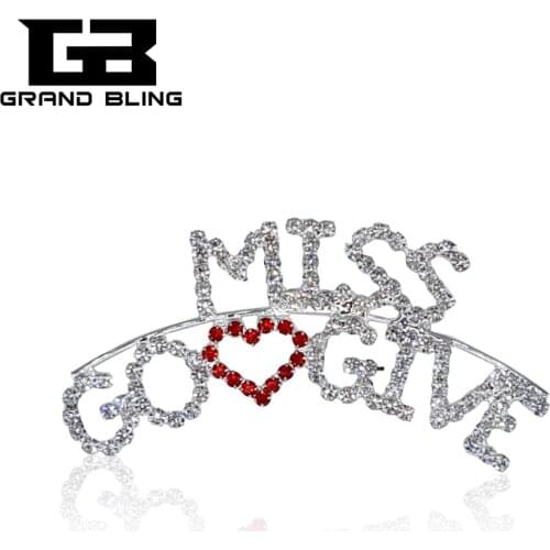 Cool Gift Rhinestone Brooch Pin "MISS GO Love GIVE" Word Pin
