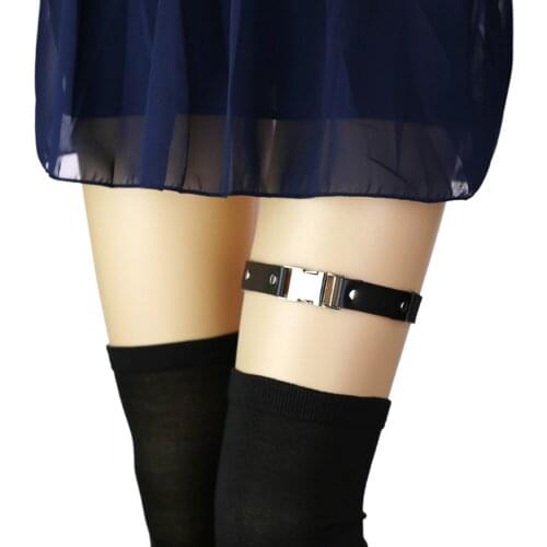 Easy and convenient alloy buckle elastic leg strap non-mainstream leather adjustment leg strap leg ring harness