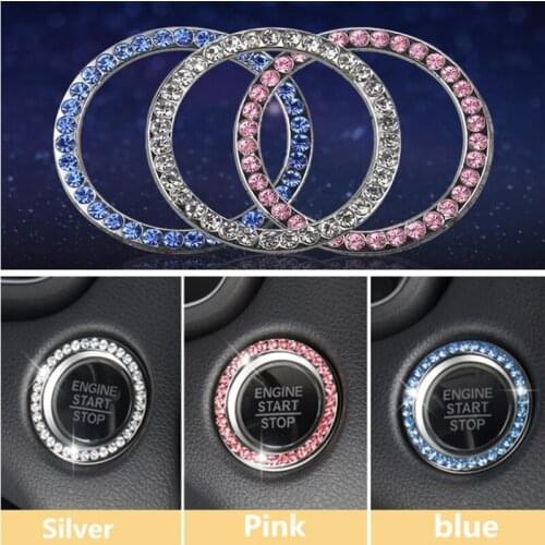 Fashion Crystal Rhinestone Decor Car Engine Start Stop Key Ring for Lada Priora Sedan sport Kalina Granta Vesta X-Ray XRay