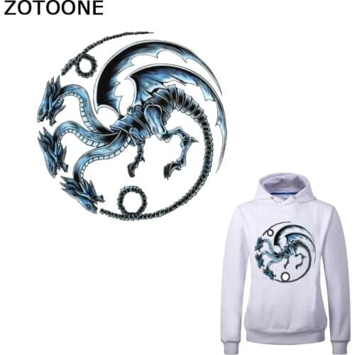 ZOTOONE Stripes for Clothes Animal Dragon Totem Patches Iron on Patches for Clothes Applique Heat Transfer Diy Patch Printed E