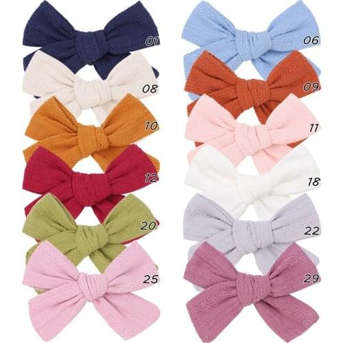 Bulk 36pc/lot 3.6inch Solid Lace Hair Bows Hair Clips Baby Cotton Hair Bow Hairpins Girls Kids Children Hair Accessories