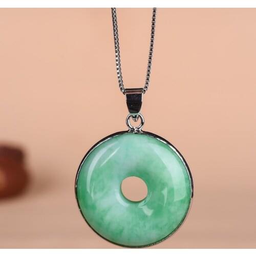 Genuine green jade pendant with 925 sterling silver pendants necklace add chain sterling silver jewelry jade necklace
