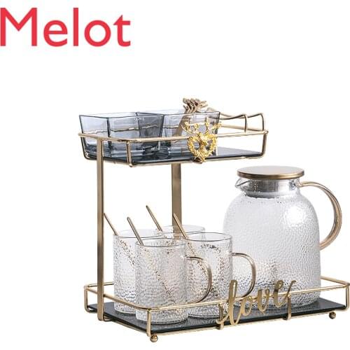 Nordic Tea Tray Tray Home Rectangular Water Cup Teacourt Tray Living Room Put Cup Tray Light Luxury Plate Delicate Popular