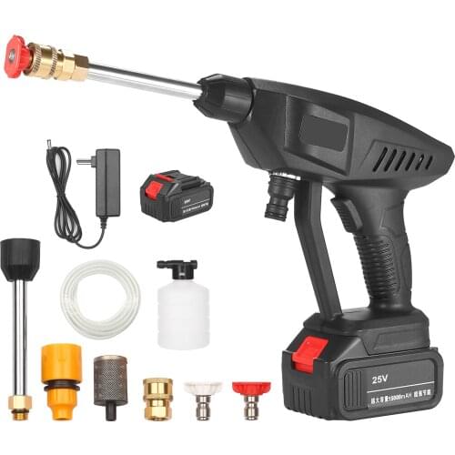 Portable 25V Electric Cordless Spray Gun Airbrush 15A 30Bar Auto Garden Sprayer Car Cleaning Device With Foam Generator Nozzle