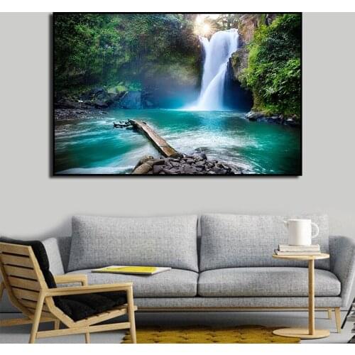 High Definitio Printingn Canvas Posters Waterfall Landscape Natural Art Scenery Pictures Living Room The Corridor Wall Home Deco