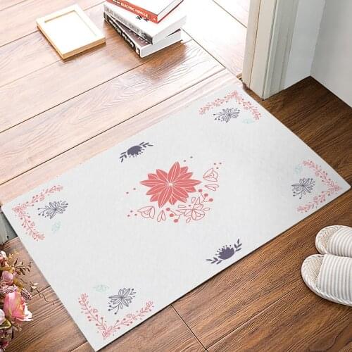 Simple Vintage Floral Print Light Pink Door Mats Kitchen Floor Bath Entrance Rug Mat Absorbent Indoor Bathroom